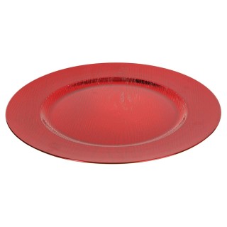 Lot de 12 dessous d'assiette effet bois D. 33 cm - Rouge