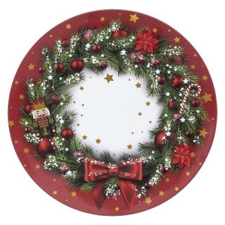 Lot de 12 dessous d'assiette Couronne de Noël D. 33 cm - Rouge