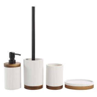 Brosse WC Hamilton effet pierre et acacia - Blanc