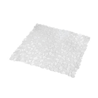 Tapis antidérapant fond de douche effet galet - L. 52 x l. 52 cm - Transparent