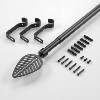 Kit de tringle à rideaux extensible Leaf - L210 /L380 cm - Noir