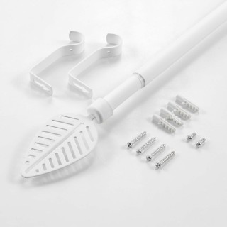 Kit de tringle à rideaux extensible Leaf - L120 /L210 cm - Blanc