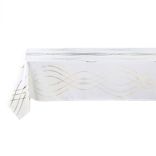 Nappe rectangulaire antitache et infroissable Rêve d'or - 150 x 240 cm - Blanc et or