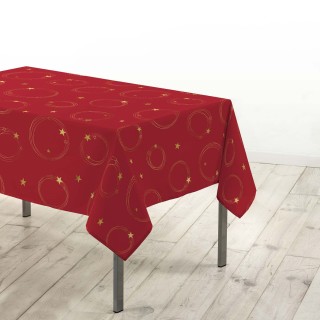 Nappe rectangulaire antitache et infroissable Etoiles scintillantes - 150 x 240 cm - Rouge et or