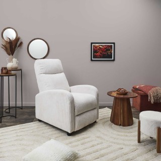 Fauteuil relax multiposition en tissu côtelé Drammen - Beige