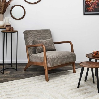 Fauteuil de salon en tissu côtelé Drammen - Taupe