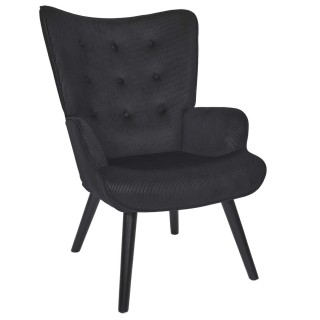 Fauteuil de salon en velours côtelé Giulia - Noir