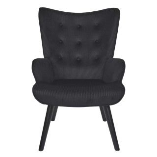 Fauteuil de salon en velours côtelé Giulia - Noir