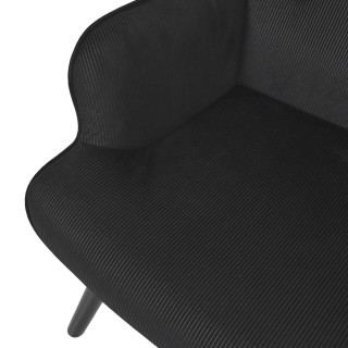 Fauteuil de salon en velours côtelé Giulia - Noir