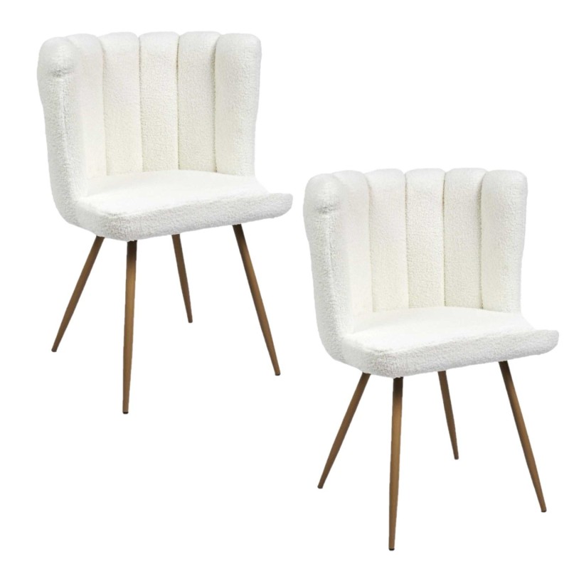 Lot de 2 chaises design effet bouclette Ariel - Blanc