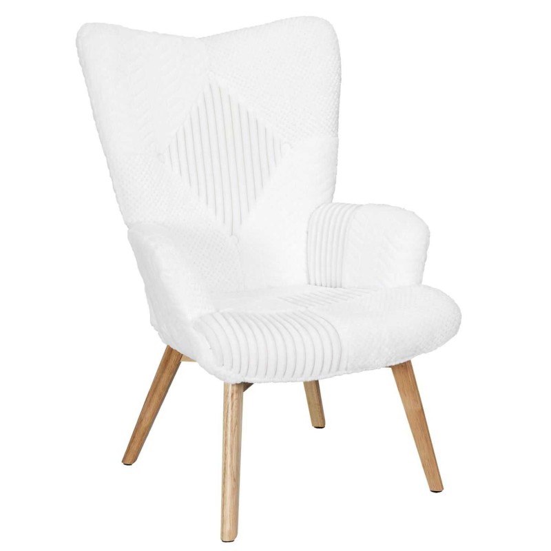 Fauteuil de salon scandi en patchwork Helsinki - Blanc