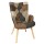 Fauteuil de salon scandi en patchwork Helsinki - Marron