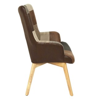 Fauteuil de salon scandi en patchwork Helsinki - Marron