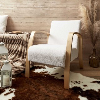 Fauteuil de salon en bouclette Stavern - Blanc