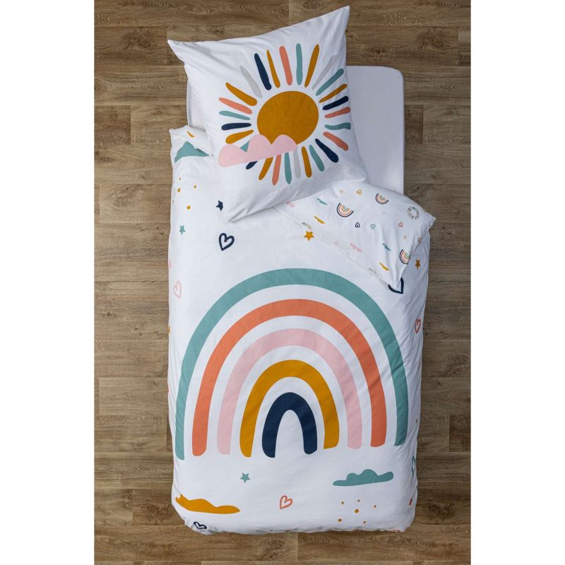 Parure de lit enfant Arc en ciel - 100% coton 57 fils - 140 x 200 cm