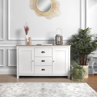 Buffet 2 portes et 3 tiroirs en bois HANOI - Blanc