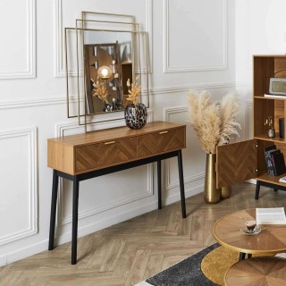 Console en bois FELIX - Marron et noir