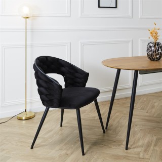 Lot de 2 chaises assise tressée LUND - Noir