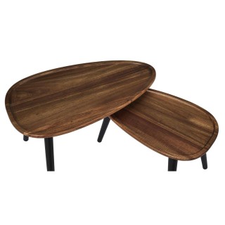 Lot de 2 tables gigognes en acacia VISBY - Marron et noir