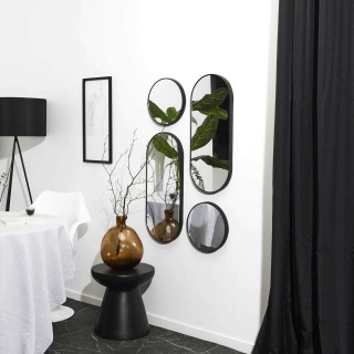 Lot de 4 miroirs ronds et ovales - Noir