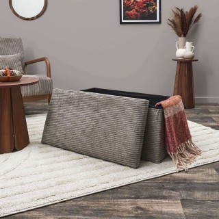 Banc de rangement pliable effet côtelé DRAMMEN - Taupe