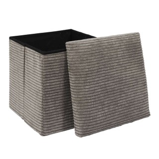 Pouf de rangement pliable effet côtelé - Taupe