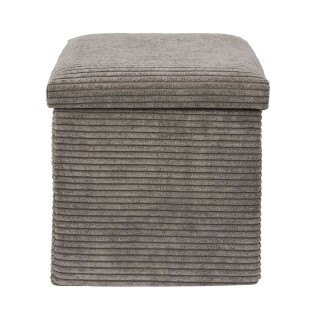 Pouf de rangement pliable effet côtelé - Taupe