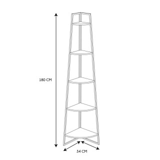 Etagère d'angle 5 niveaux en bois et métal EDISON - Blanc et marron