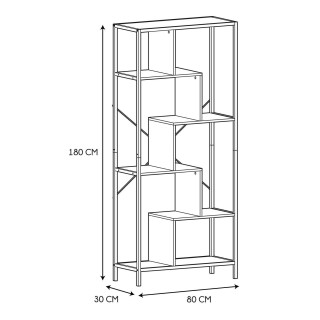 Etagère en bois et métal EDISON - H. 180 cm - Blanc et marron