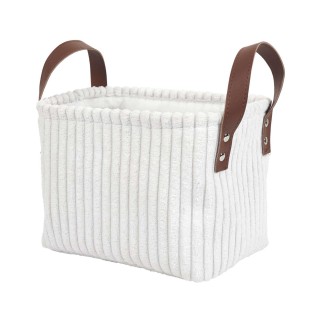 Lot de 3 paniers de rangement en tissu côtelé - Blanc