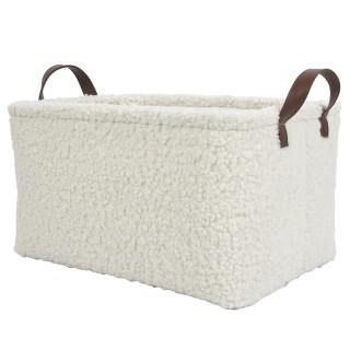 Lot de 3 paniers de rangement en bouclette - Blanc