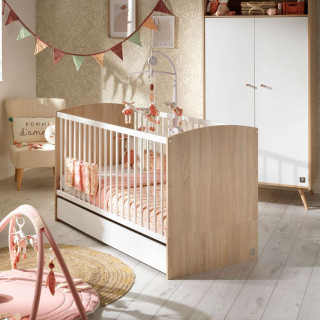 Lit bébé évolutif Access Bois - Sauthon - 70 x 140 cm - Blanc et marron