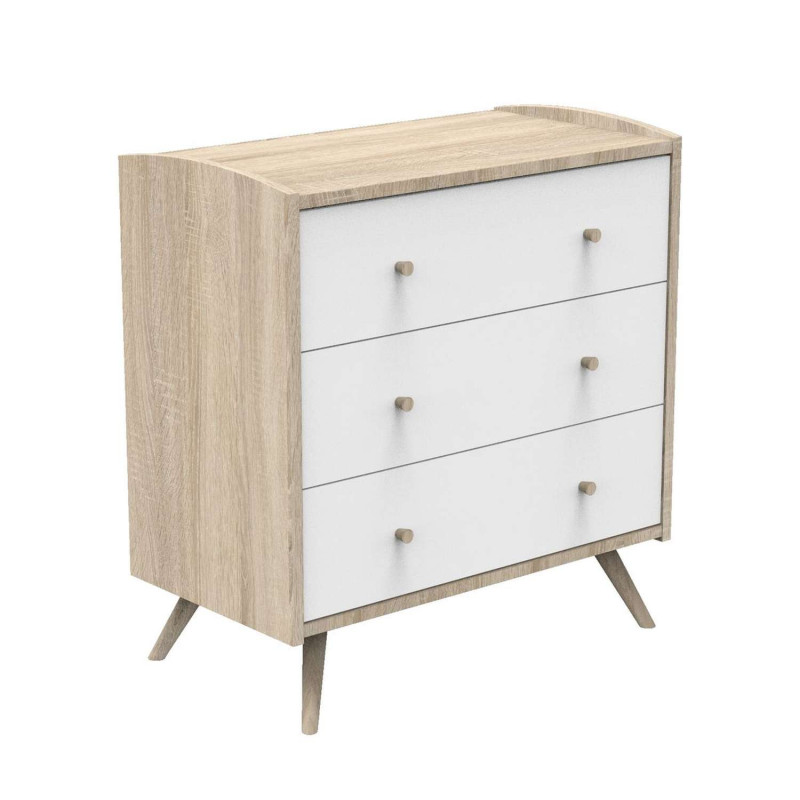 Commode 3 tiroirs Access Bois - Sauthon - Blanc et marron