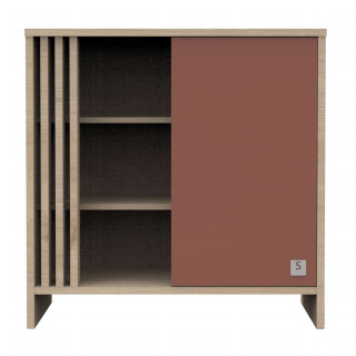 Commode 1 porte 3 niches Tokyo - Sauthon - Terracotta et marron