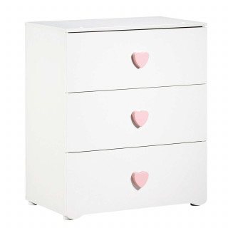 Commode 3 tiroirs Basic avec dispositif à langer - Sauthon - Rose