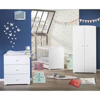 Armoire Basic avec boutons boules - Sauthon - Blanc