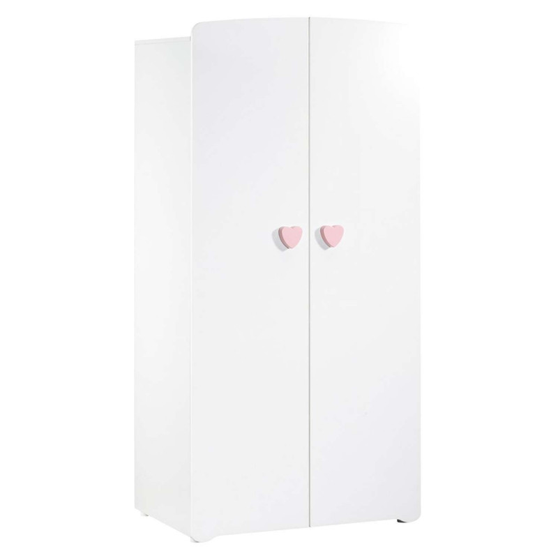 Armoire Basic avec boutons cœurs - Sauthon - Blanc