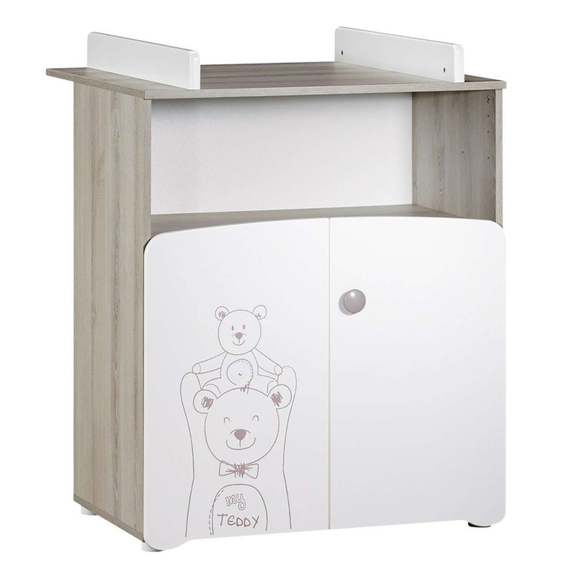 Commode 2 portes Teddy avec dispositif à langer - Sauthon - Blanc