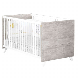 Lit bébé évolutif Scandi - Sauthon - 70 x 140 cm - Blanc et gris