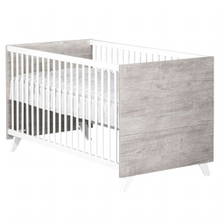 Lit bébé évolutif Scandi - Sauthon - 70 x 140 cm - Blanc et gris