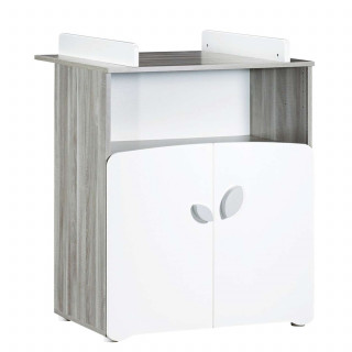 Commode 2 portes Leaf avec dispositif à langer - Sauthon - Blanc et gris