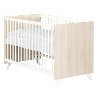 Lit bébé Scandi - Sauthon - 60 x 120 cm - Blanc et marron