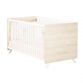 Lit bébé évolutif Scandi - Sauthon - 70 x 140 cm - Blanc et marron