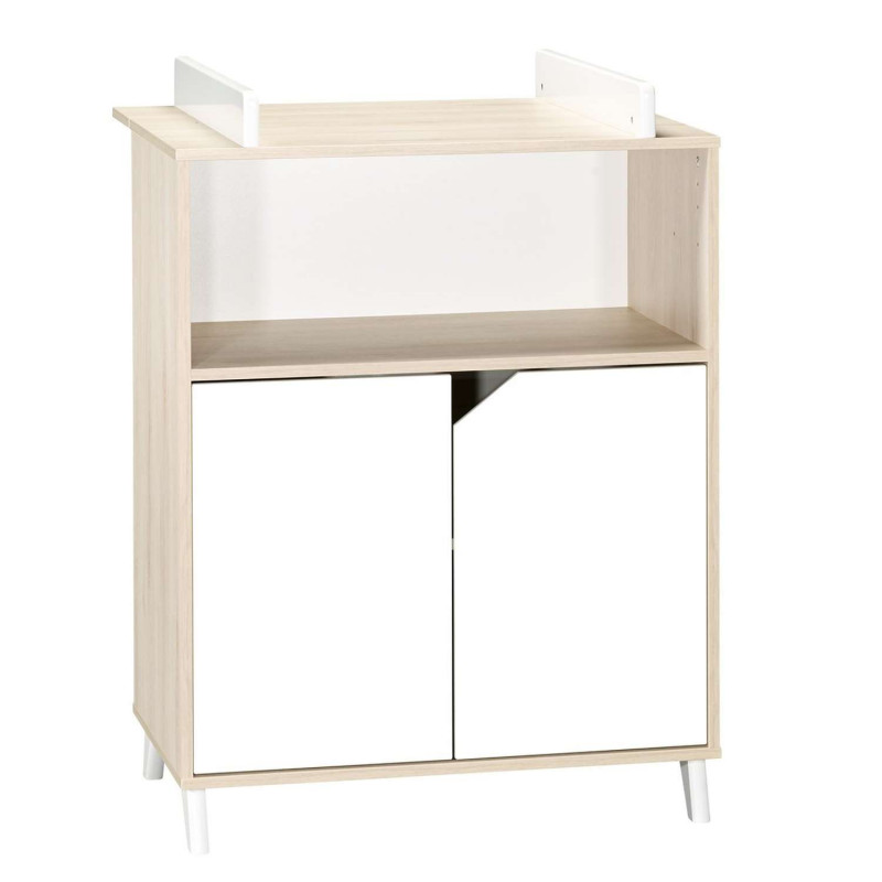 Commode 2 portes Scandi avec dispositif à langer - Sauthon - Naturel