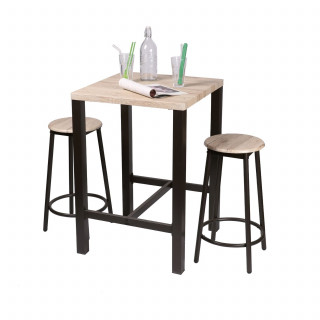 Table bar avec tabourets indus Dock - Noir