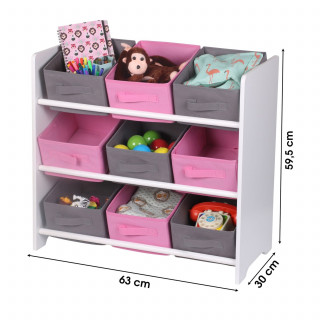 Meuble de rangement enfant 9 Paniers Girl - 63 x H. 59,5 cm - Rose