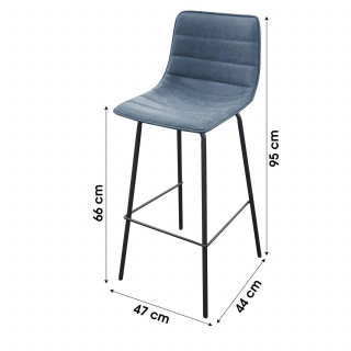 Tabouret de bar industriel Brooklyn - H. 92 cm - Bleu