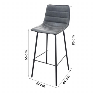 Tabouret de bar industriel Brooklyn - H. 92 cm - Gris