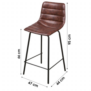 Tabouret de bar industriel Brooklyn - H. 92 cm - Marron