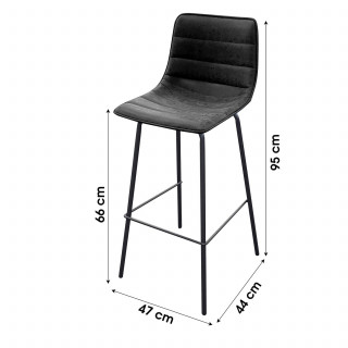 Tabouret de bar industriel Brooklyn - H. 92 cm - Noir